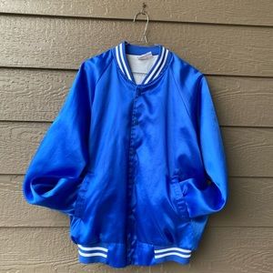 Vintage Hartwell Blue Satin Varsity Jacket Men’s size Large ( 42-44)